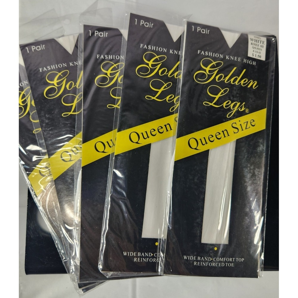 NEW Vintage Lot of 5 QUEEN Golden Legs Fashion‎ Knee High Wt 100% Nylon New York